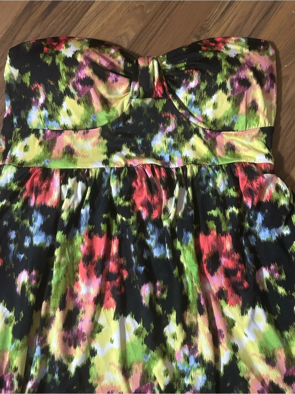 Rue21 Strapless Bubble Mini Dress Y2K Colorful Floral Watercolor Print